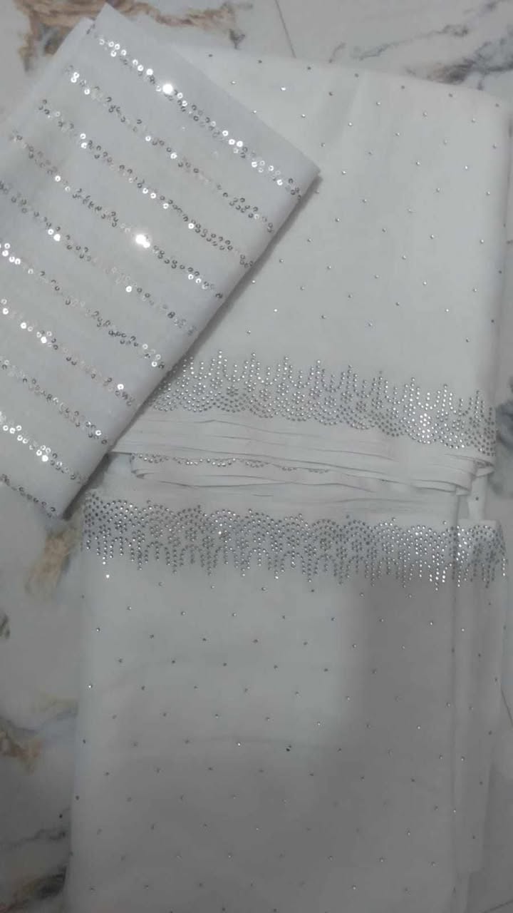 white color Jorjet with stone+ blawus sequine