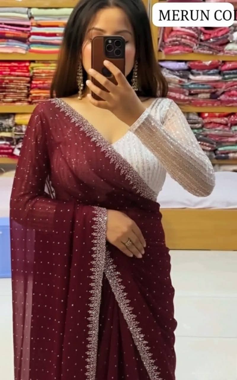 Merun color Jorjet with stone+ blawus sequine